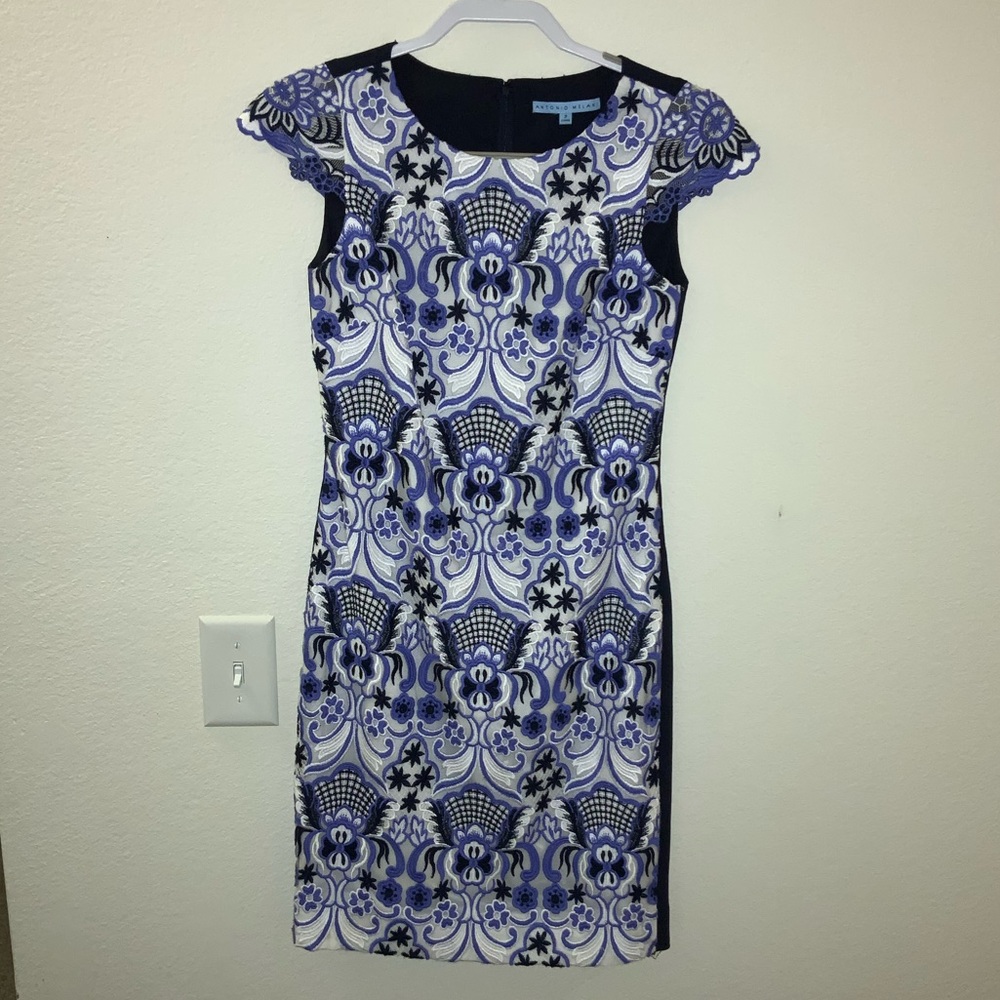 ANTONIO MELANI LACE OVERLAY SHIFT DRESS - Picture 9 of 10